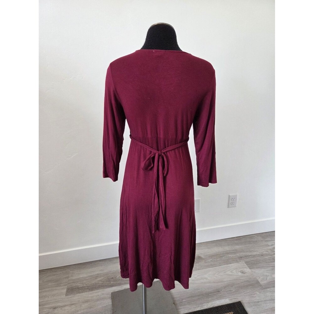 Emberley Soft Jersey Knit Wrap Style Dress Burgundy Nursing Friendly Comfy Small - Picture 5 of 8